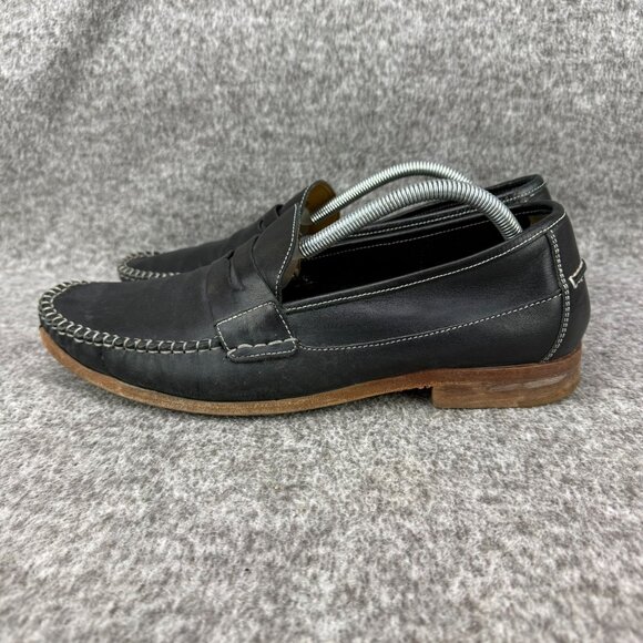 ✅Mens 11M Johnston Murphy Moc-Toe Black Leather Penny Loafers Classic Whale Tale - Picture 9 of 13